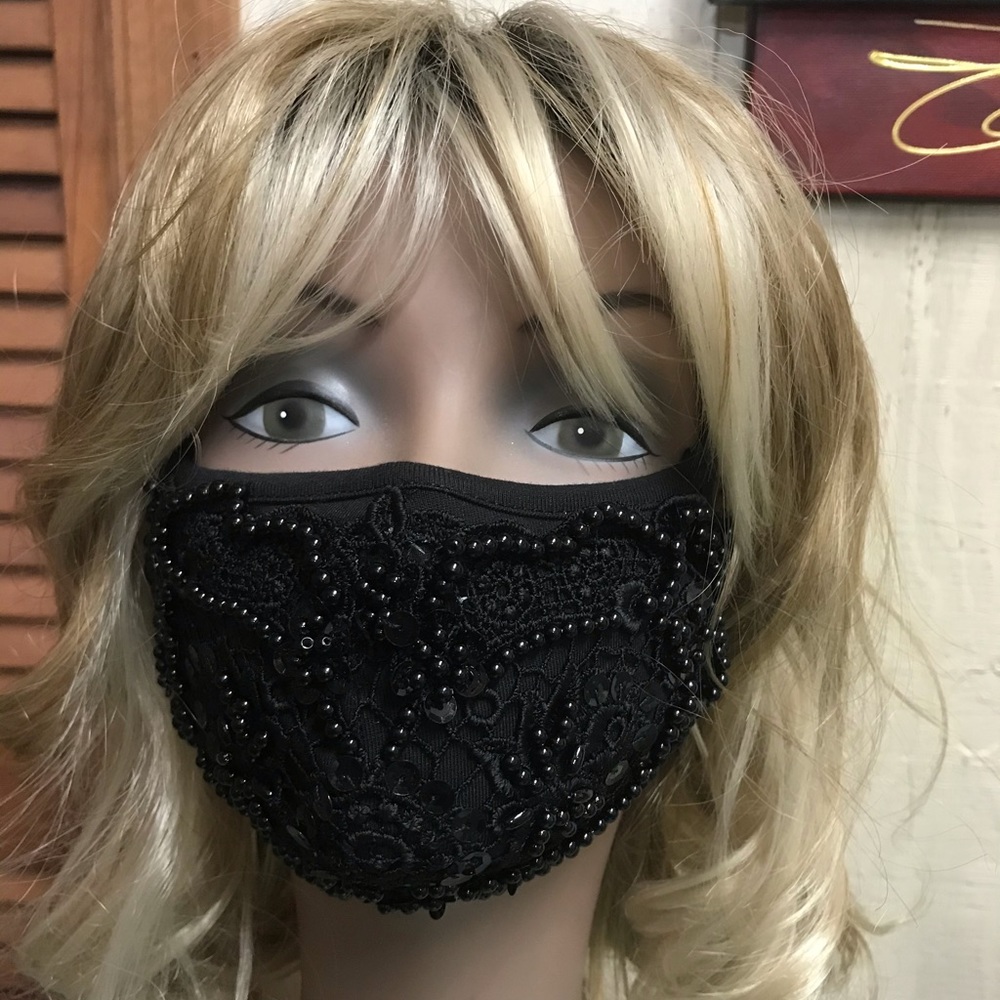 Beaded lace face mask